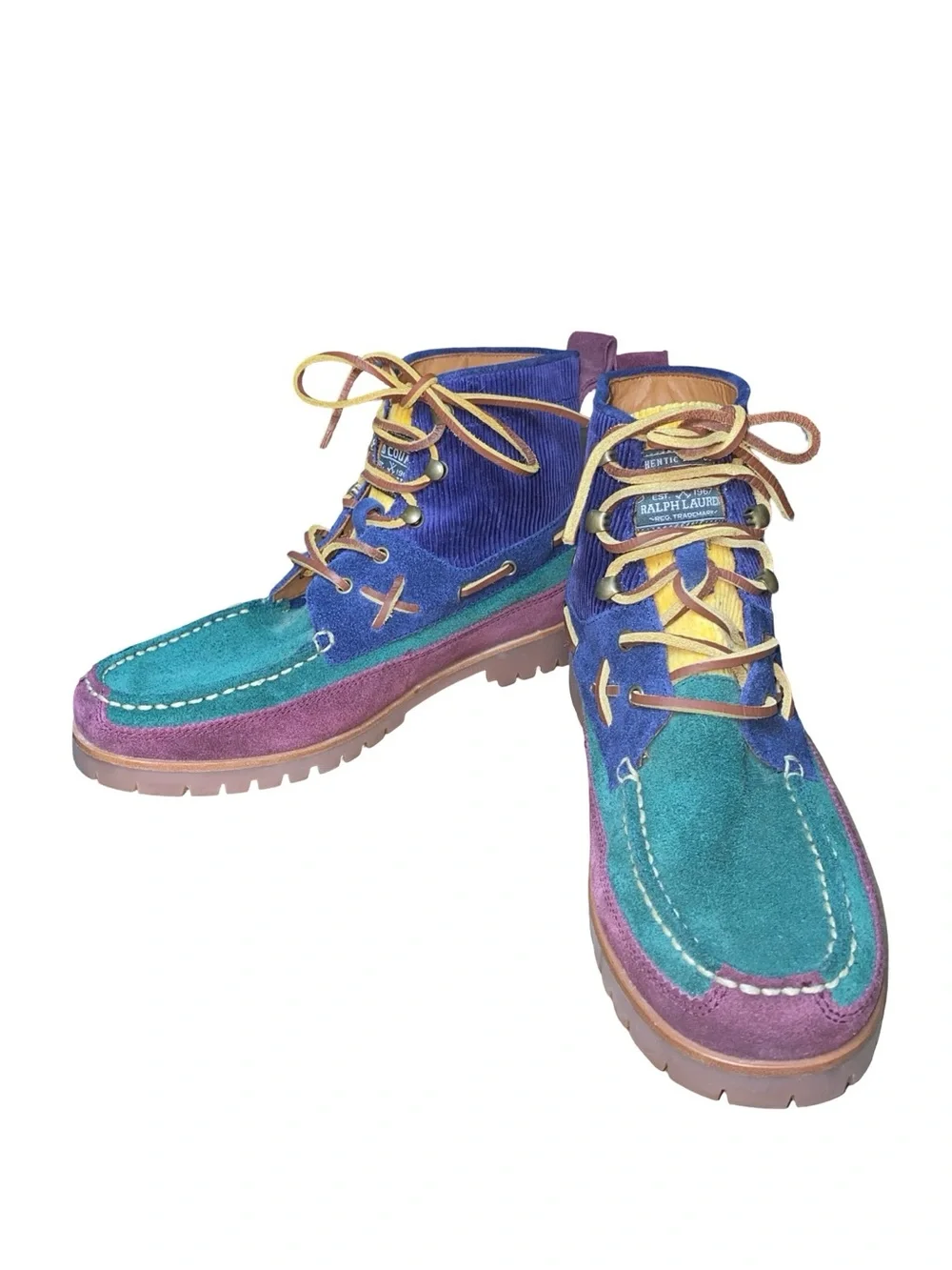 Polo Ralph Lauren Ranger Mid Suede & Corduroy Colorblock Boots heritage fashion